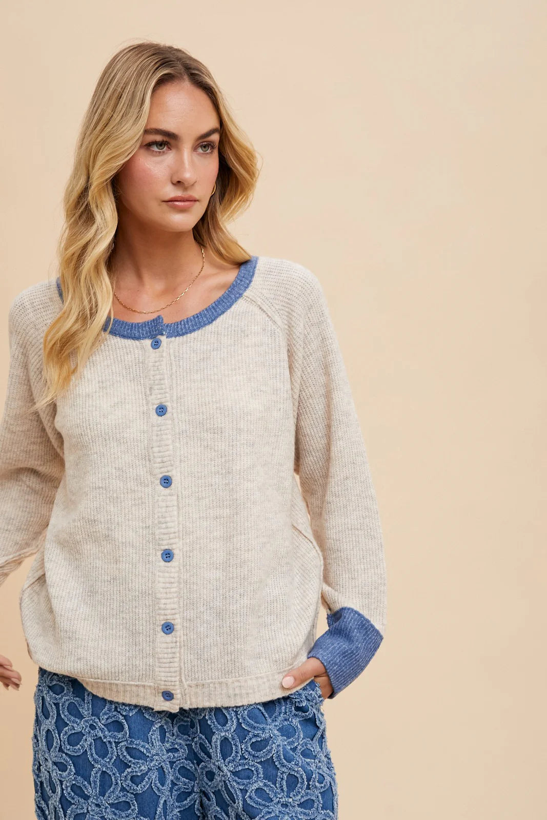 Carolyne Sweater - Blue/Grey