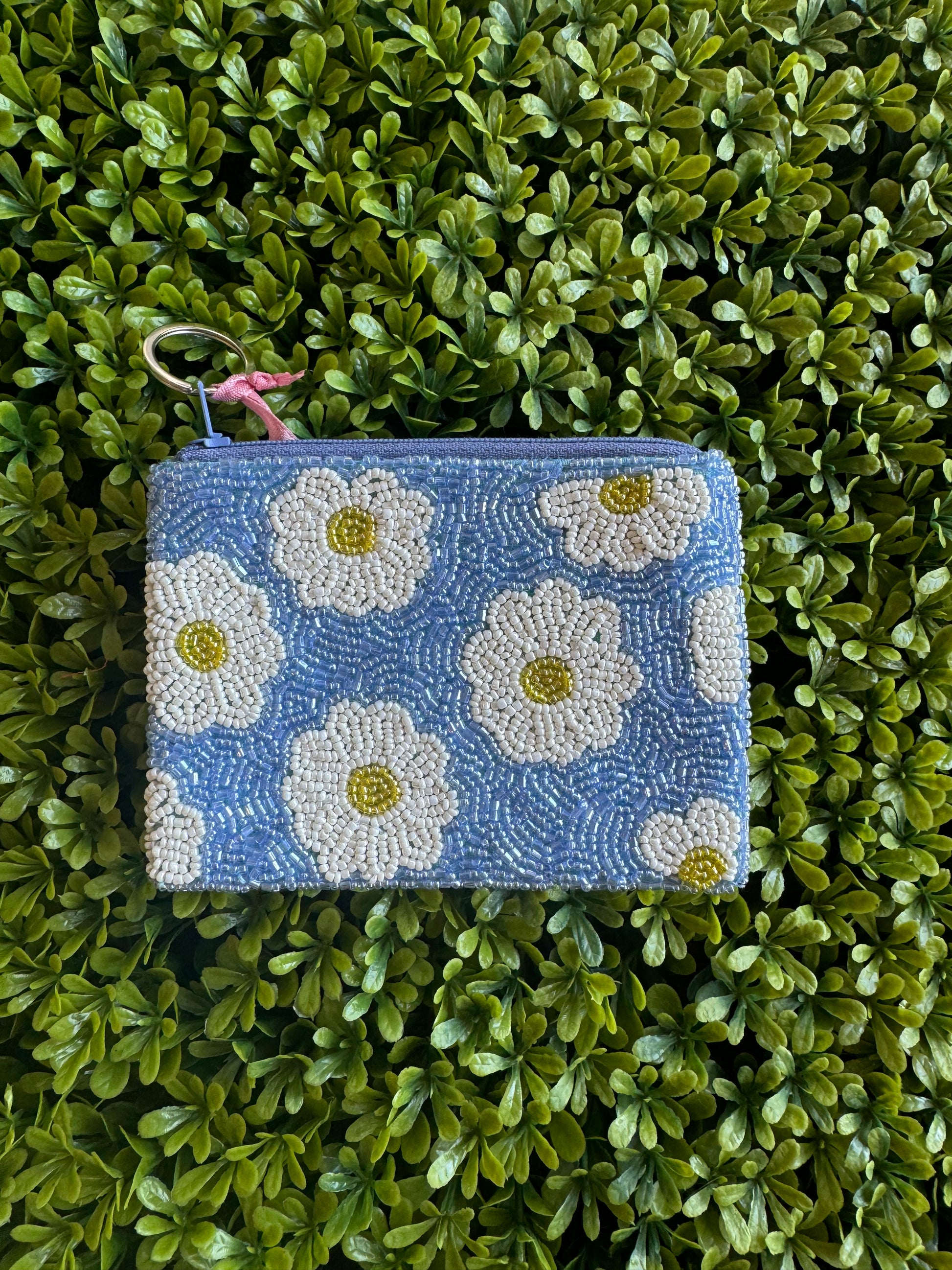 Daisies Beaded Coin Purse