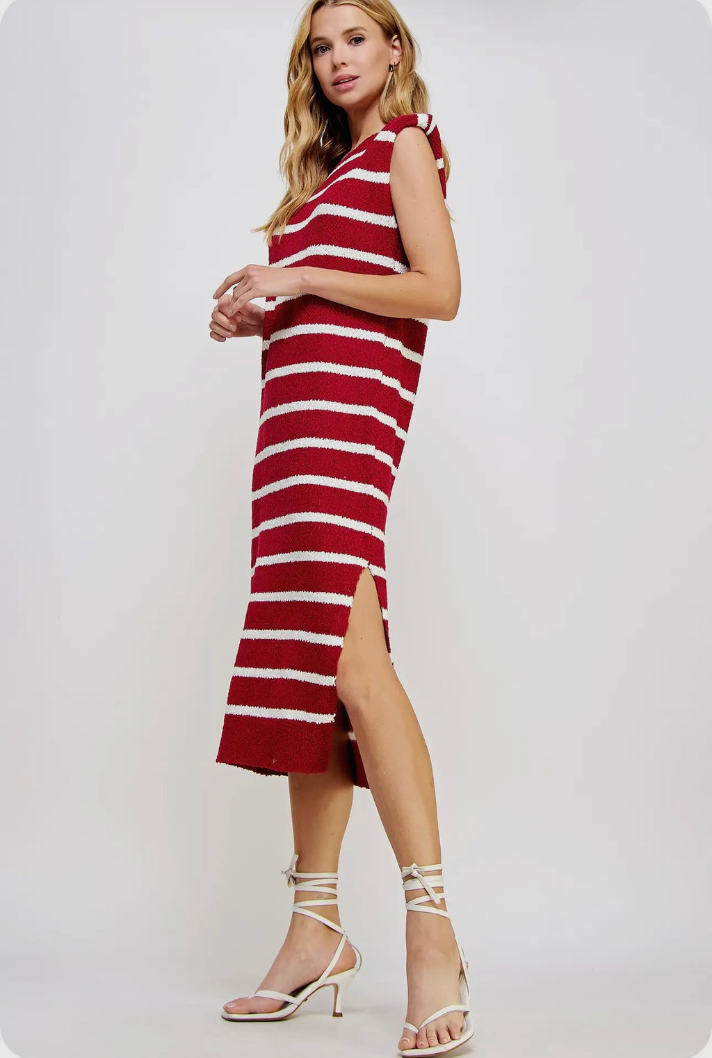 Lover Girl Midi Dress - Burgundy/White