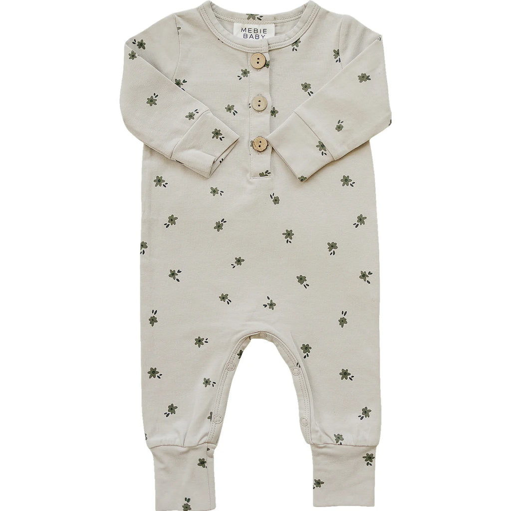 Floral Long Sleeve Button Romper