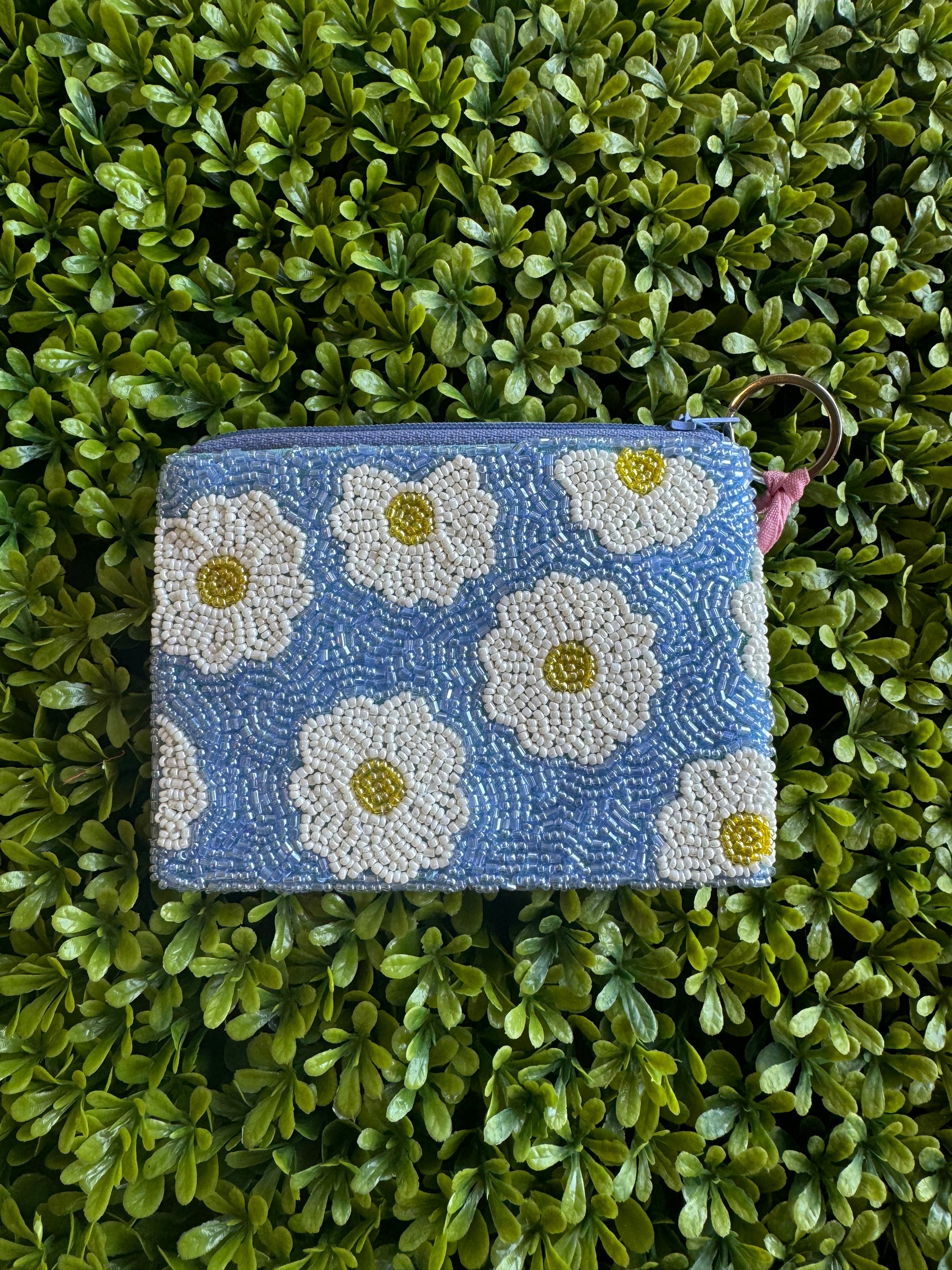 Daisies Beaded Coin Purse