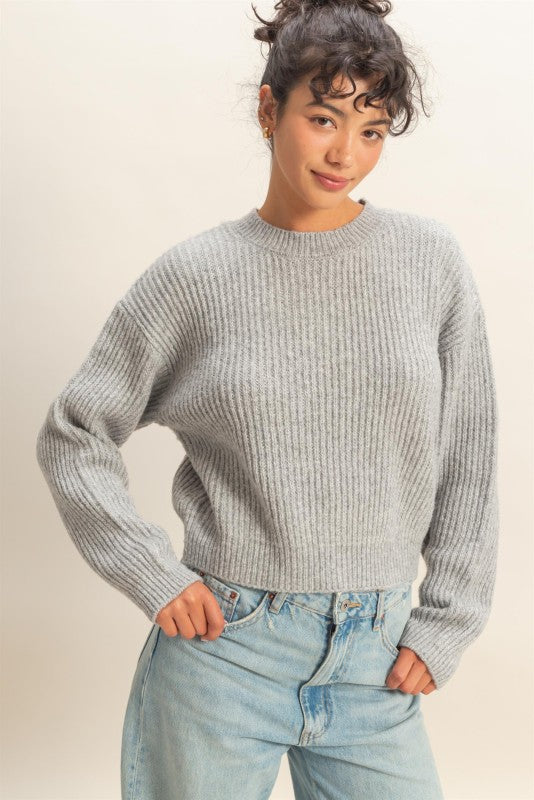 Ribbed Crew Neck Sweater