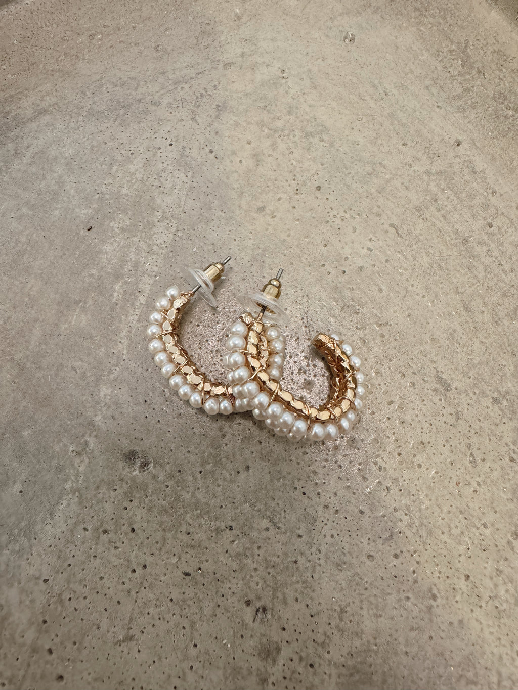 Double Pearl Hoop Earrings