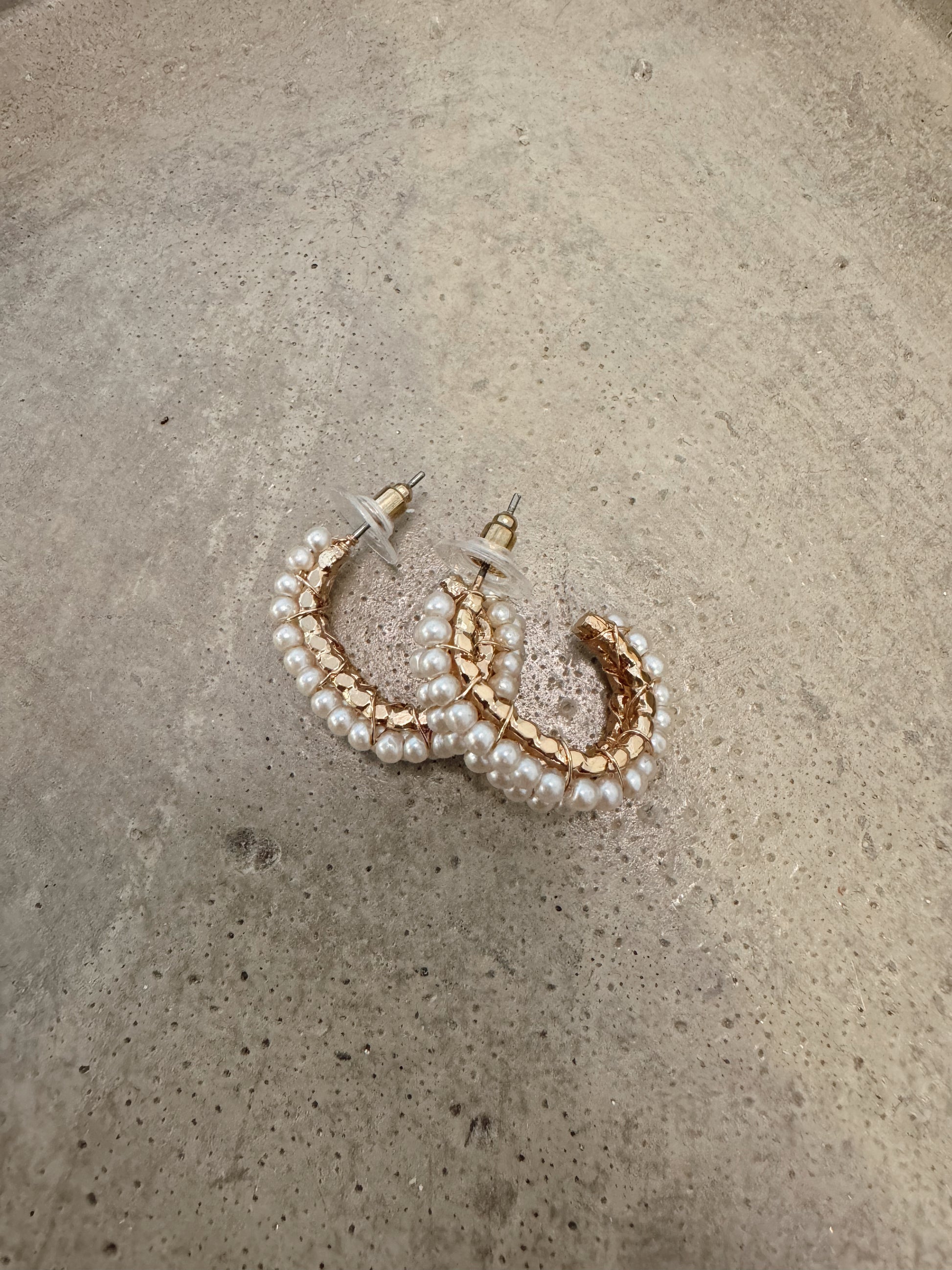 Double Pearl Hoop Earrings