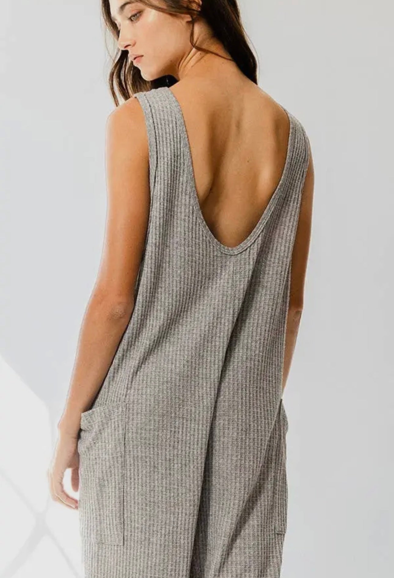 Oversized Knit Jumpsuit - Grey
