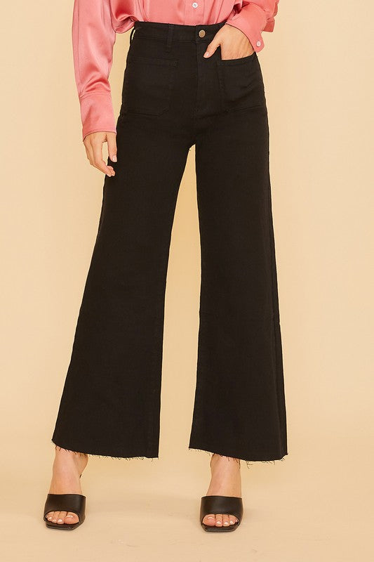 Front Pocket Wide Leg Denim Jeans