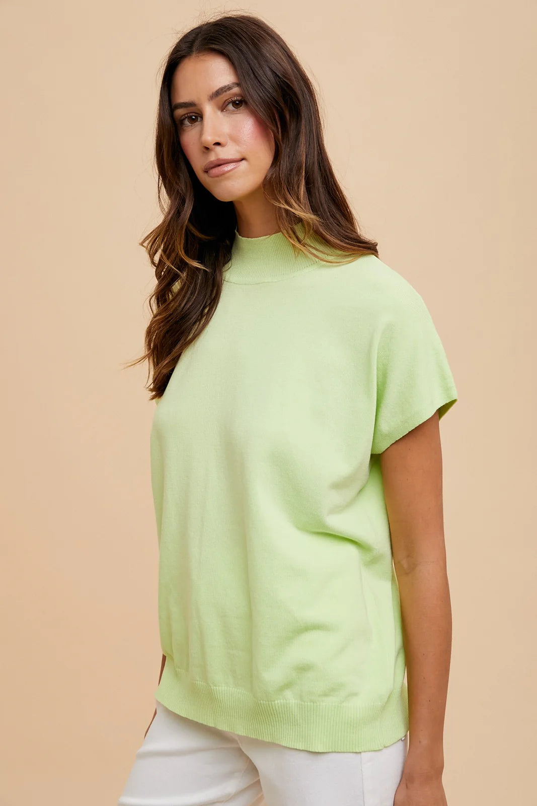 Sarah Mock Neck Sweater - Lime