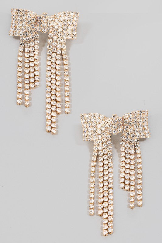 Rhinestone Bow Earrings
