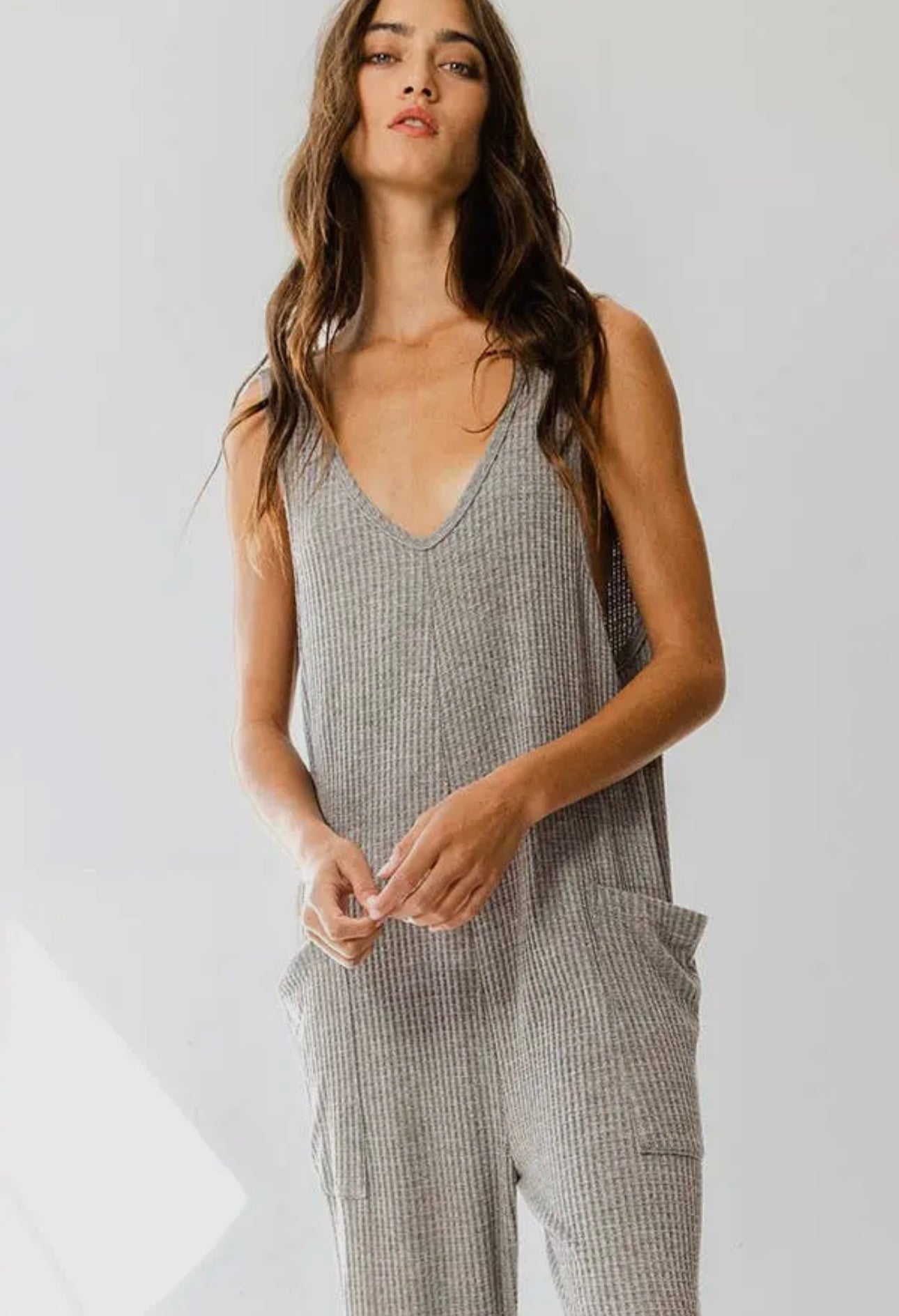 Oversized Knit Jumpsuit - Grey