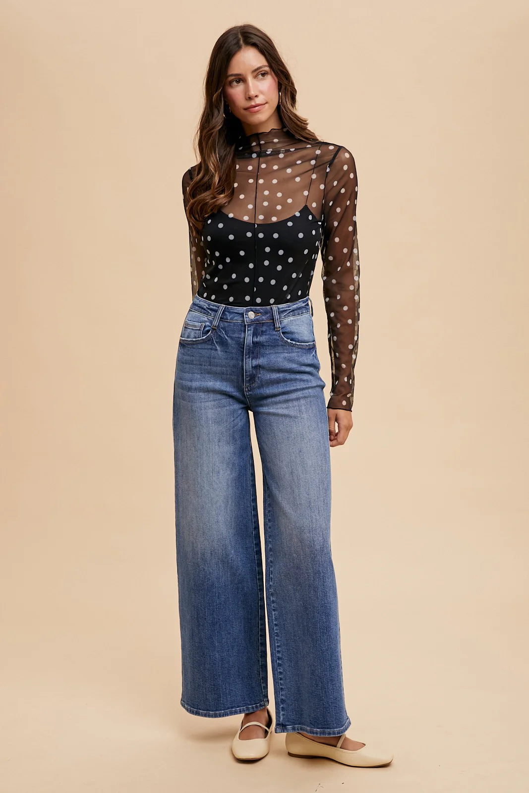 Polka Dot Mesh Top