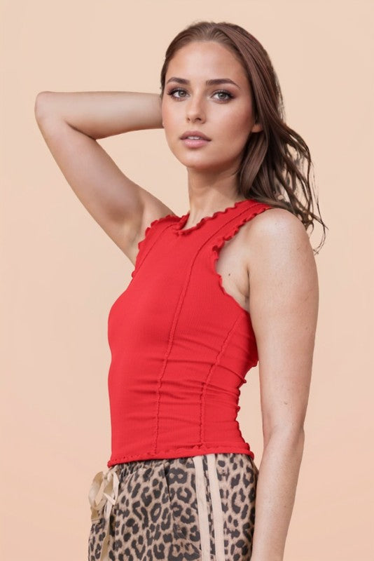 Ruffle Tank - Red
