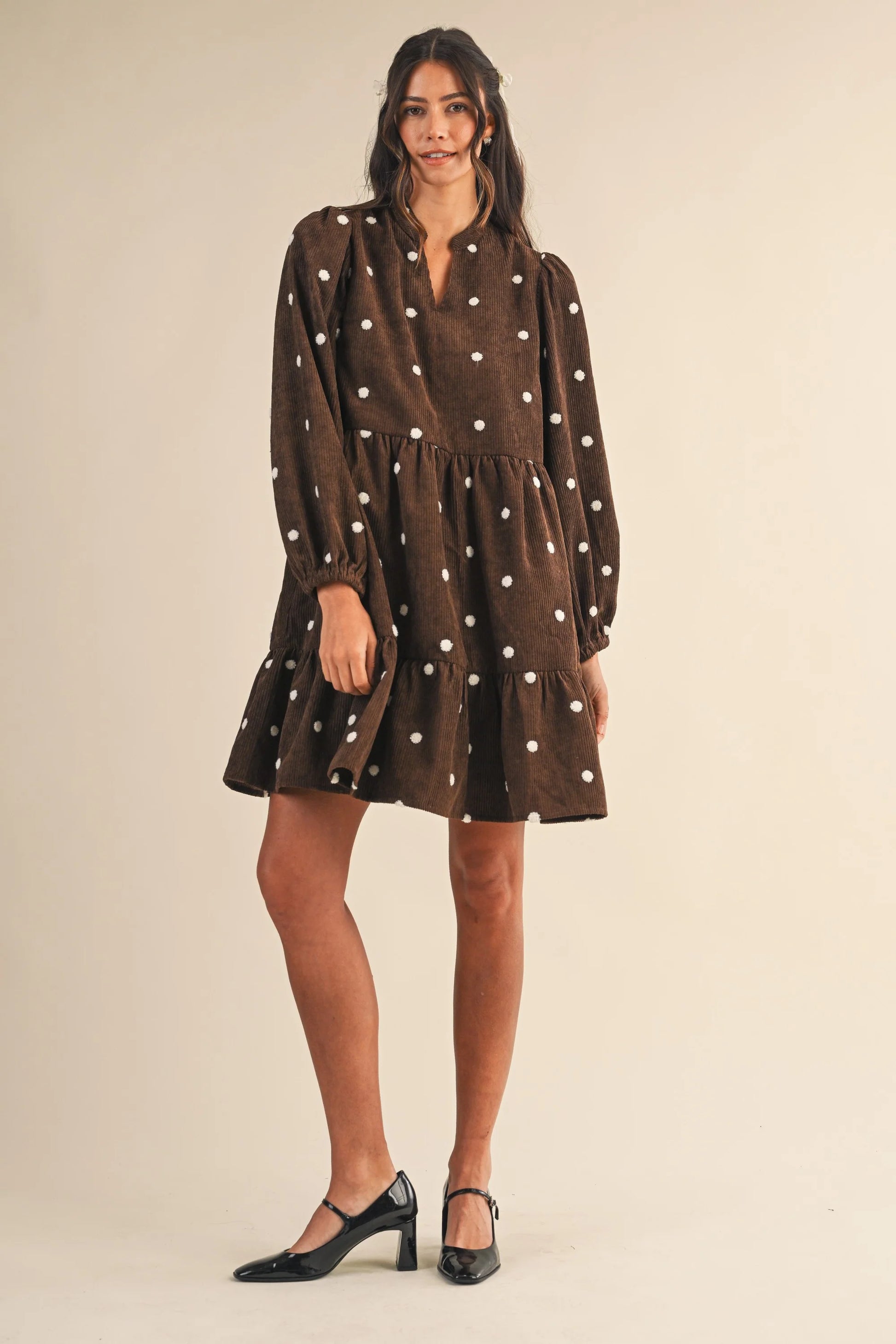 Polka Dot Corduroy Dress