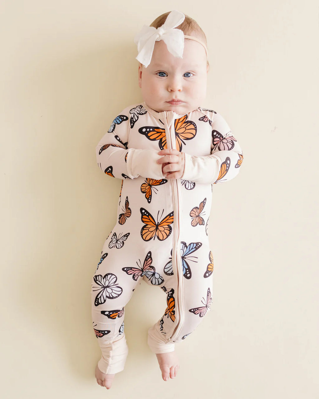 Bamboo Zip Romper - Butterflies