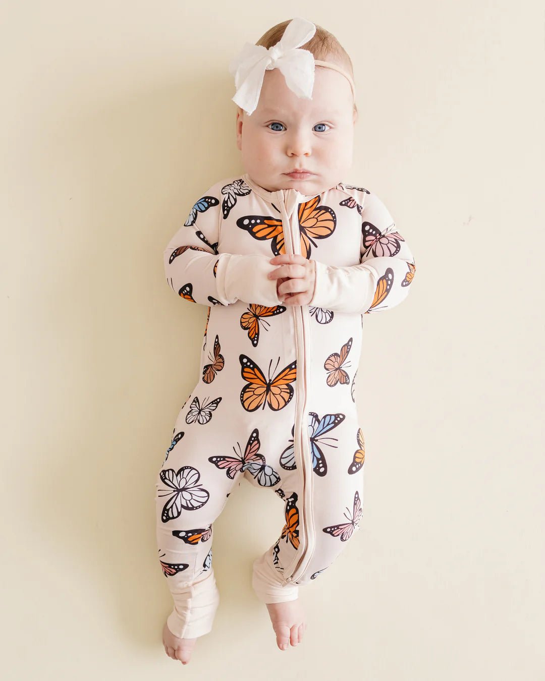 Bamboo Zip Romper - Butterflies