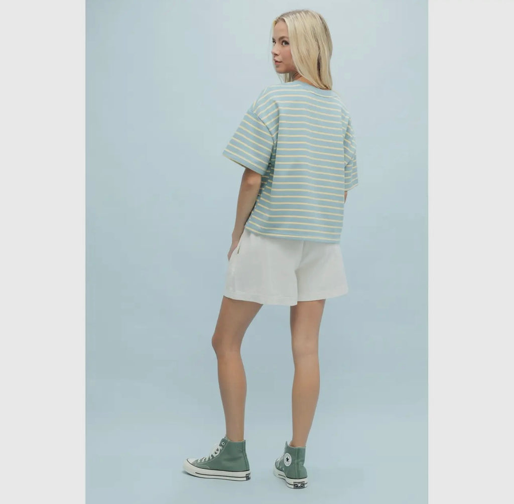 Blue + Yellow Striped Top