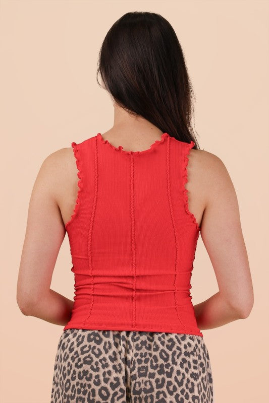 Ruffle Tank - Red