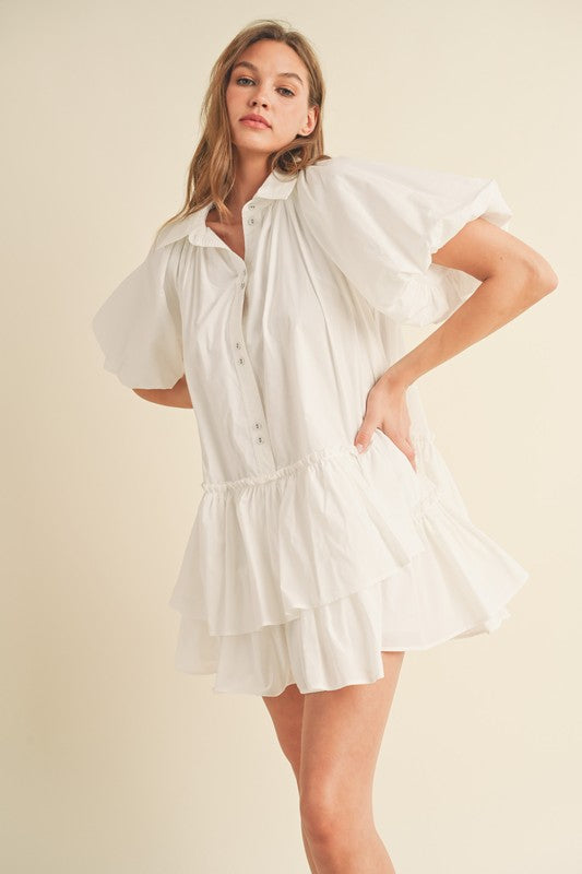 Ruffle Button Down Babydoll Dress