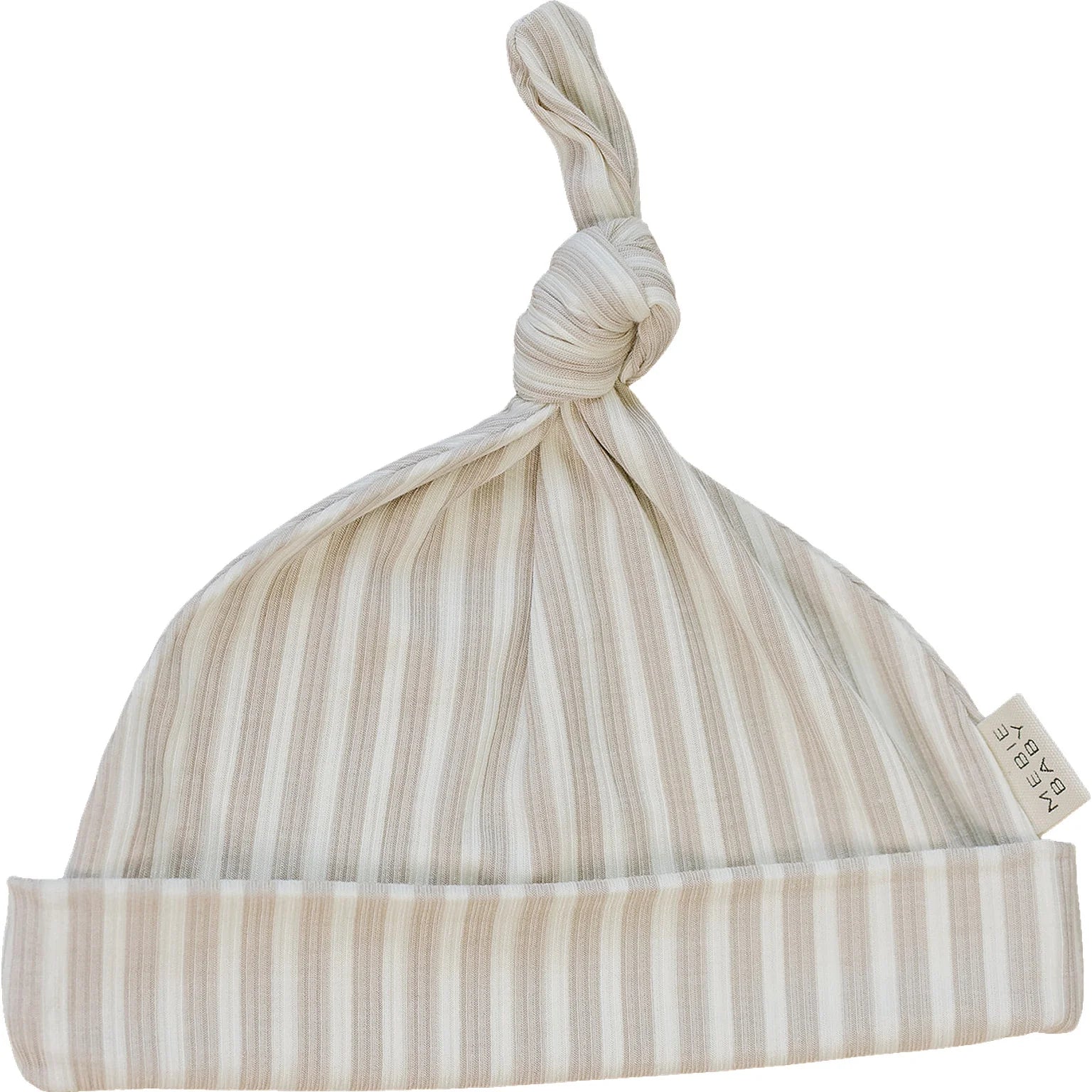 Newborn Bamboo Knot Hat - Taupe Stripe