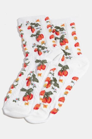 Strawberries and Flowers Socks