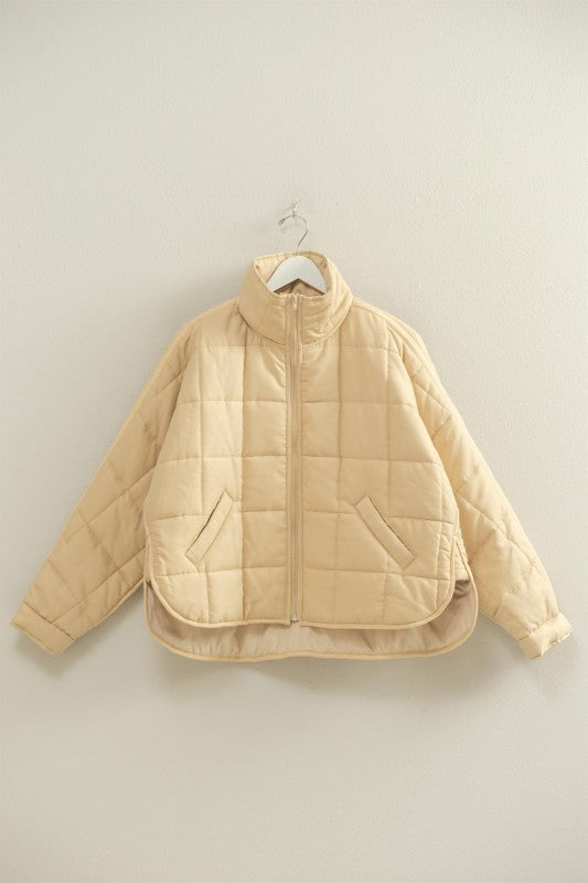 Every Day Quilted Puffer Jacket - Beige
