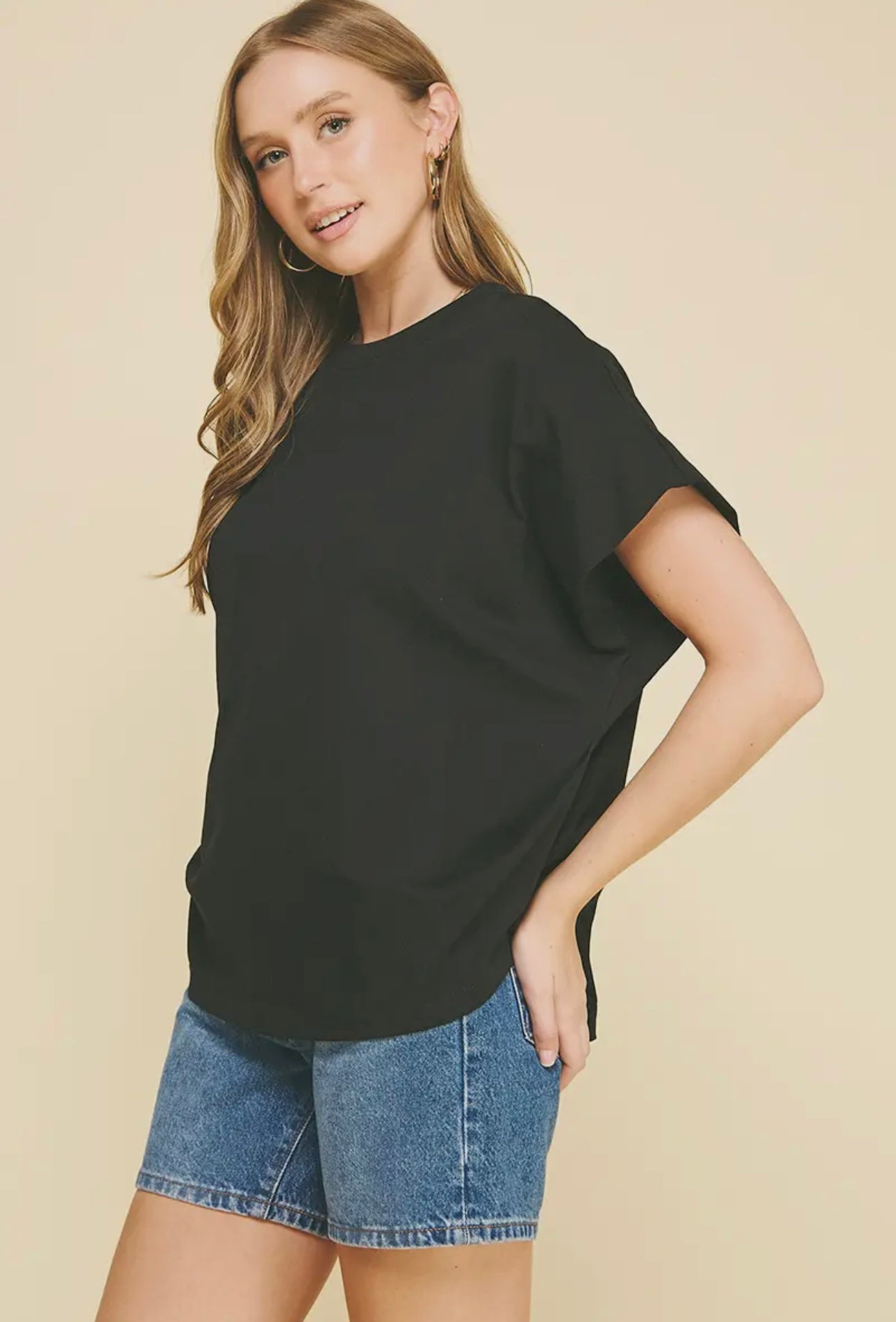 Solid Tunic Top - Black