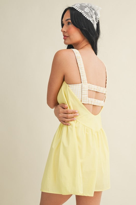 Gingham Days Activewear Dress - Lemon