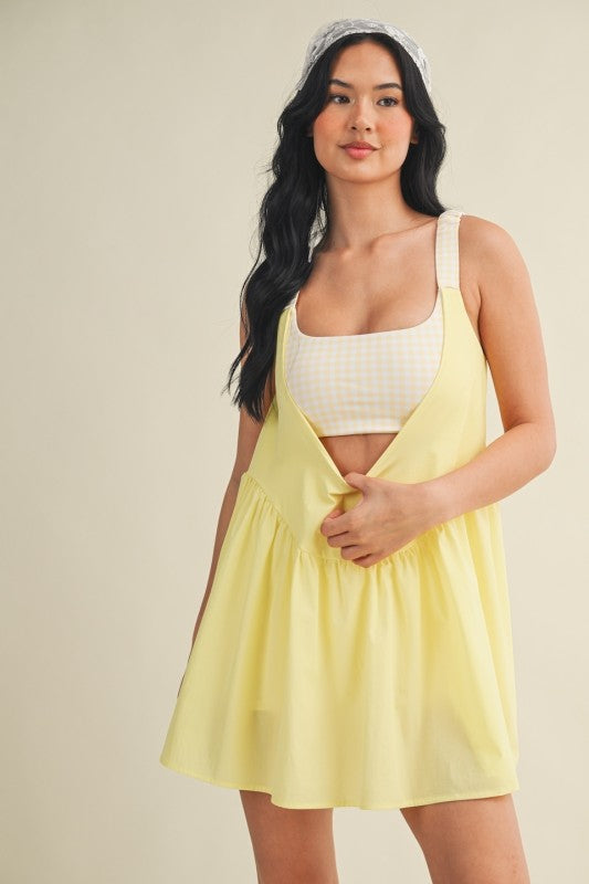 Gingham Days Activewear Dress - Lemon