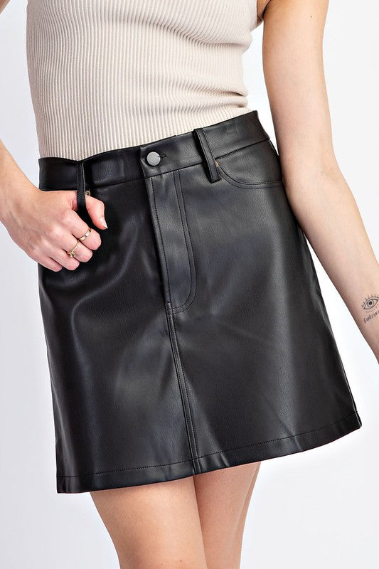 Pleather Mini Skirt - Black
