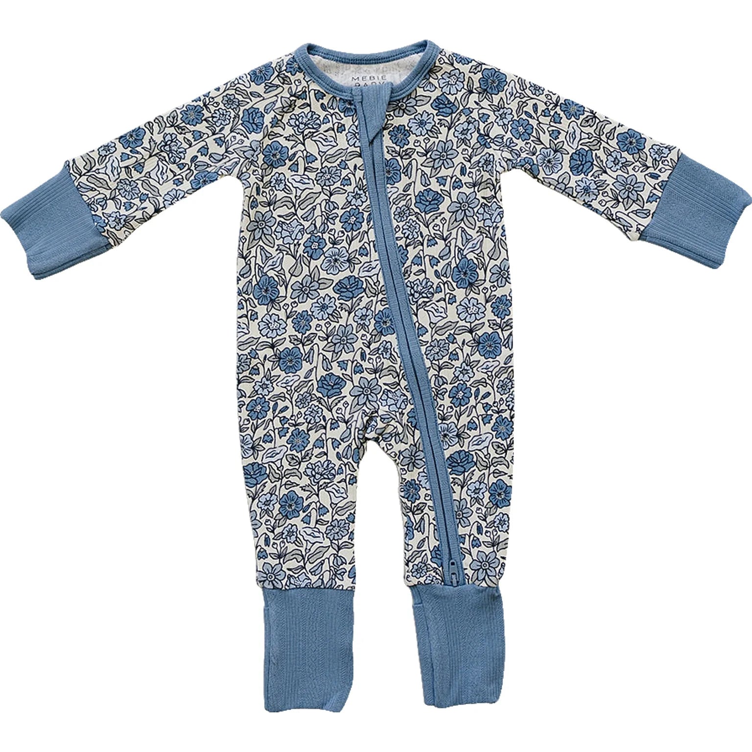 Bamboo Zipe Romper - Bluebell Pointelle