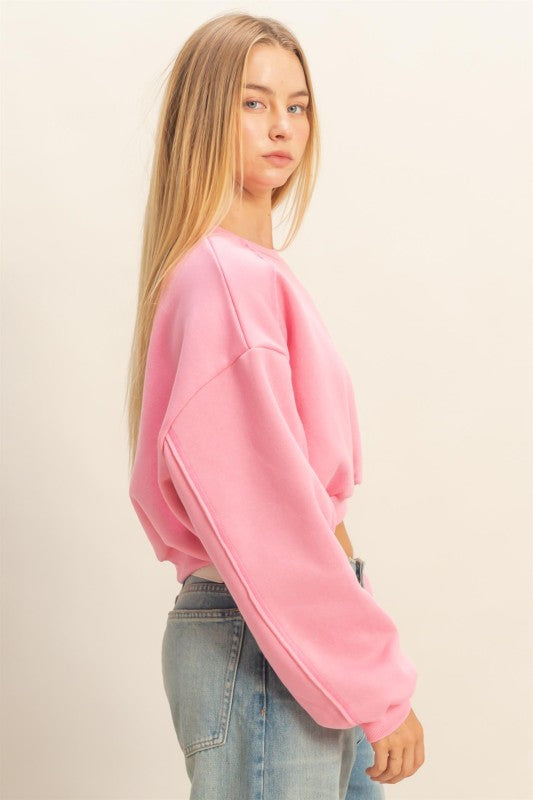Kenna Cropped Sweatshirt - Pink