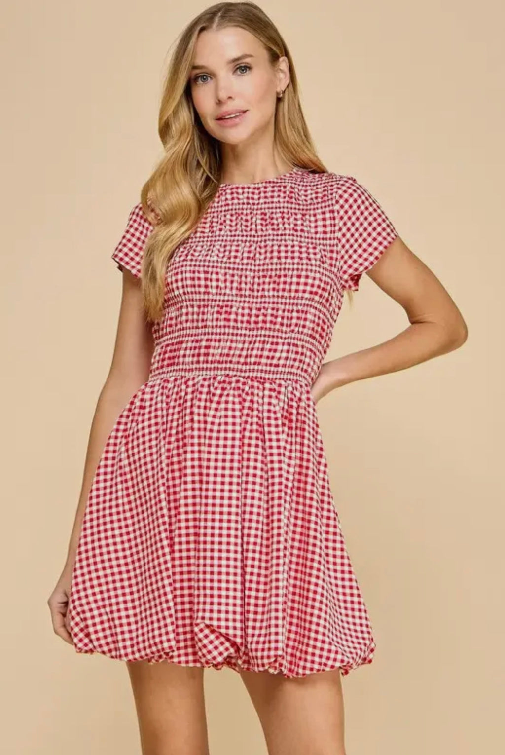 Gingham Smocked Bubble Dress