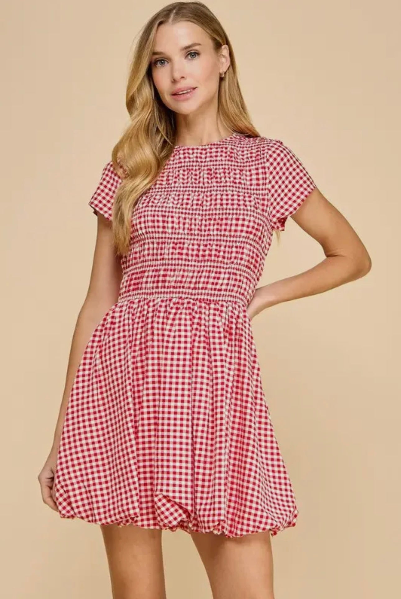 Gingham Smocked Bubble Dress