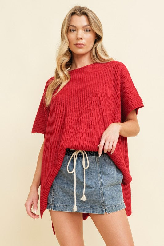 Basic Knit Sweater - Red