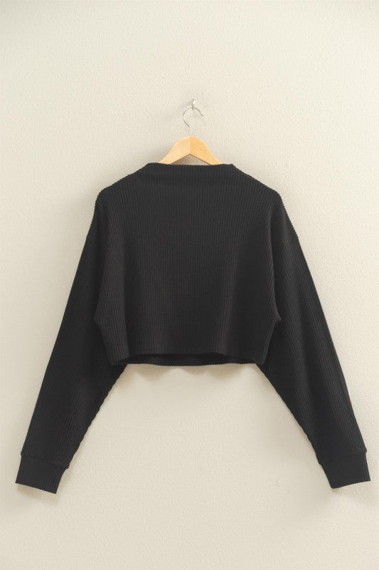 Claire Ribbed Mock Neck - Black