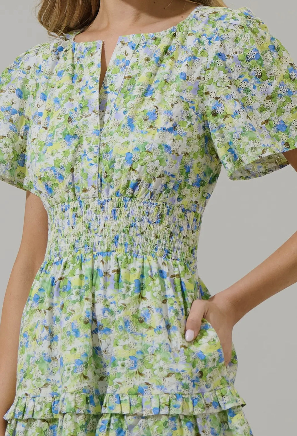 Aylin Eyelet Smocked Mini Dress