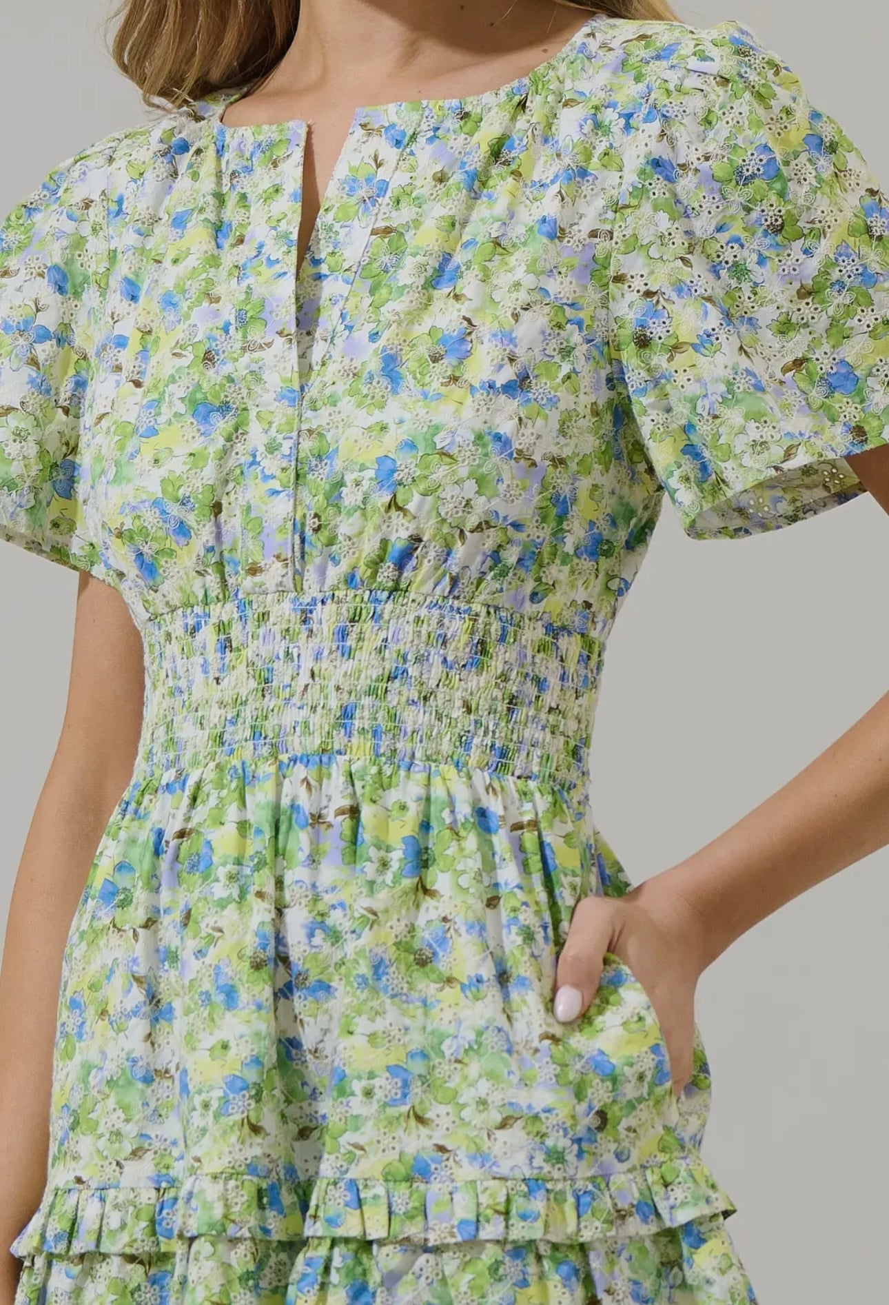 Aylin Eyelet Smocked Mini Dress