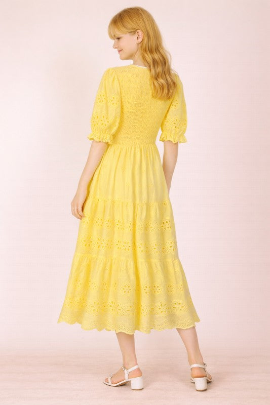 Sunny Eyelet Midi Dress