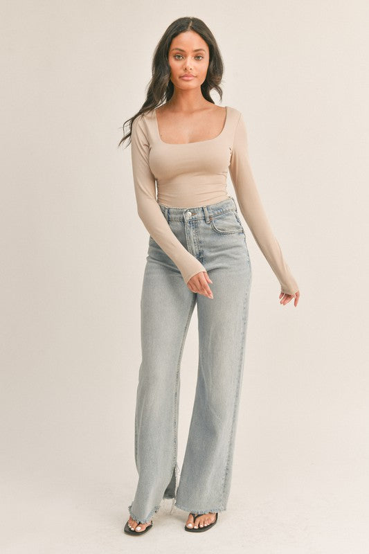 Double Snoop Neck Bodysuit - Taupe