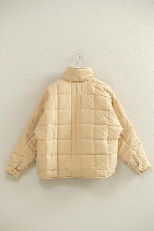 Every Day Quilted Puffer Jacket - Beige