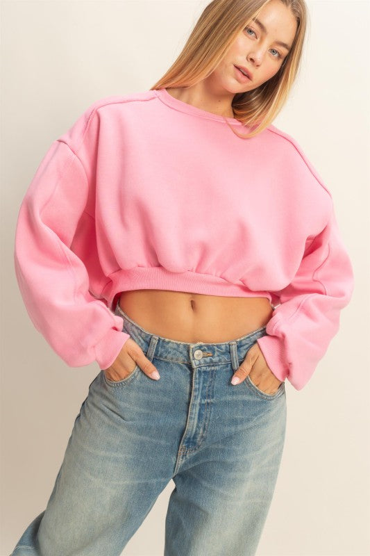 Kenna Cropped Sweatshirt - Pink