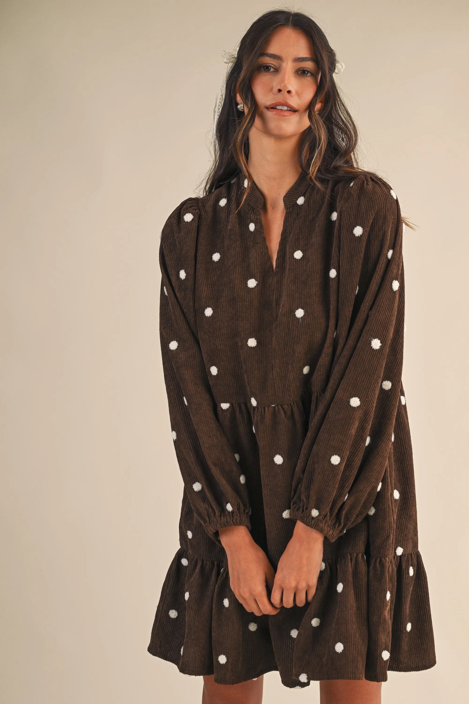 Polka Dot Corduroy Dress