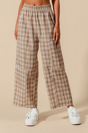 Plaid Wide Leg Pants