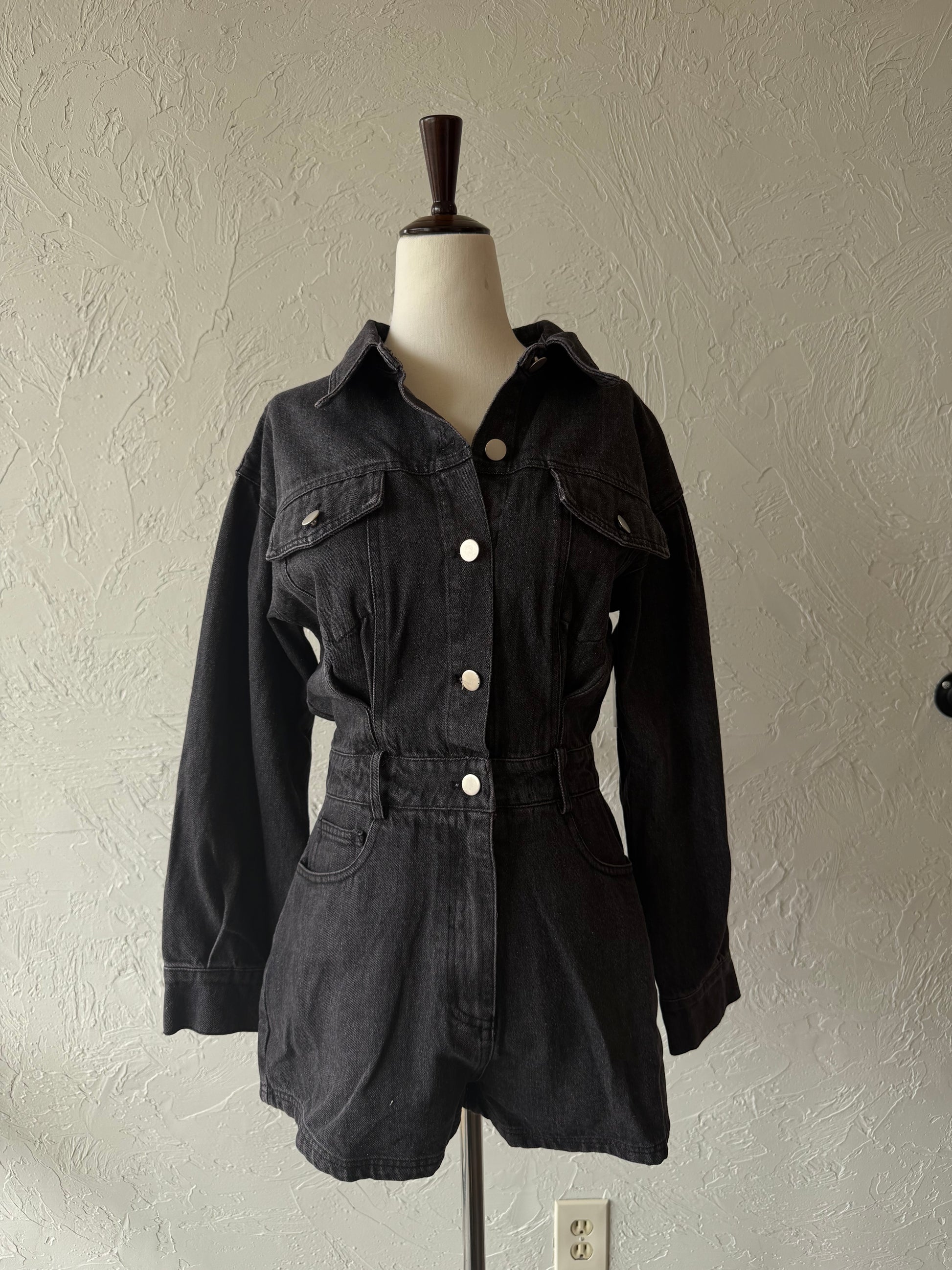 Long Sleeve Denim Romper