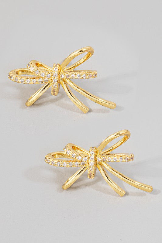Mini Pave Ribbon Stud Earrings