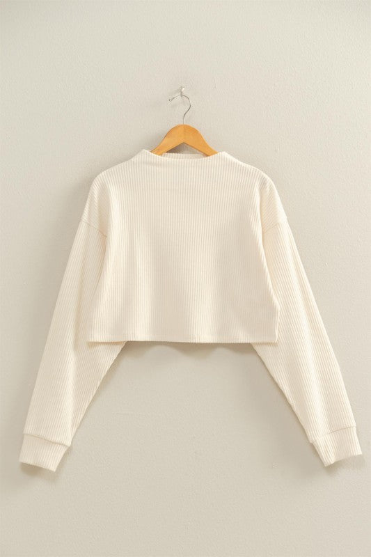 Claire Ribbed Mock Neck - Whip Cream