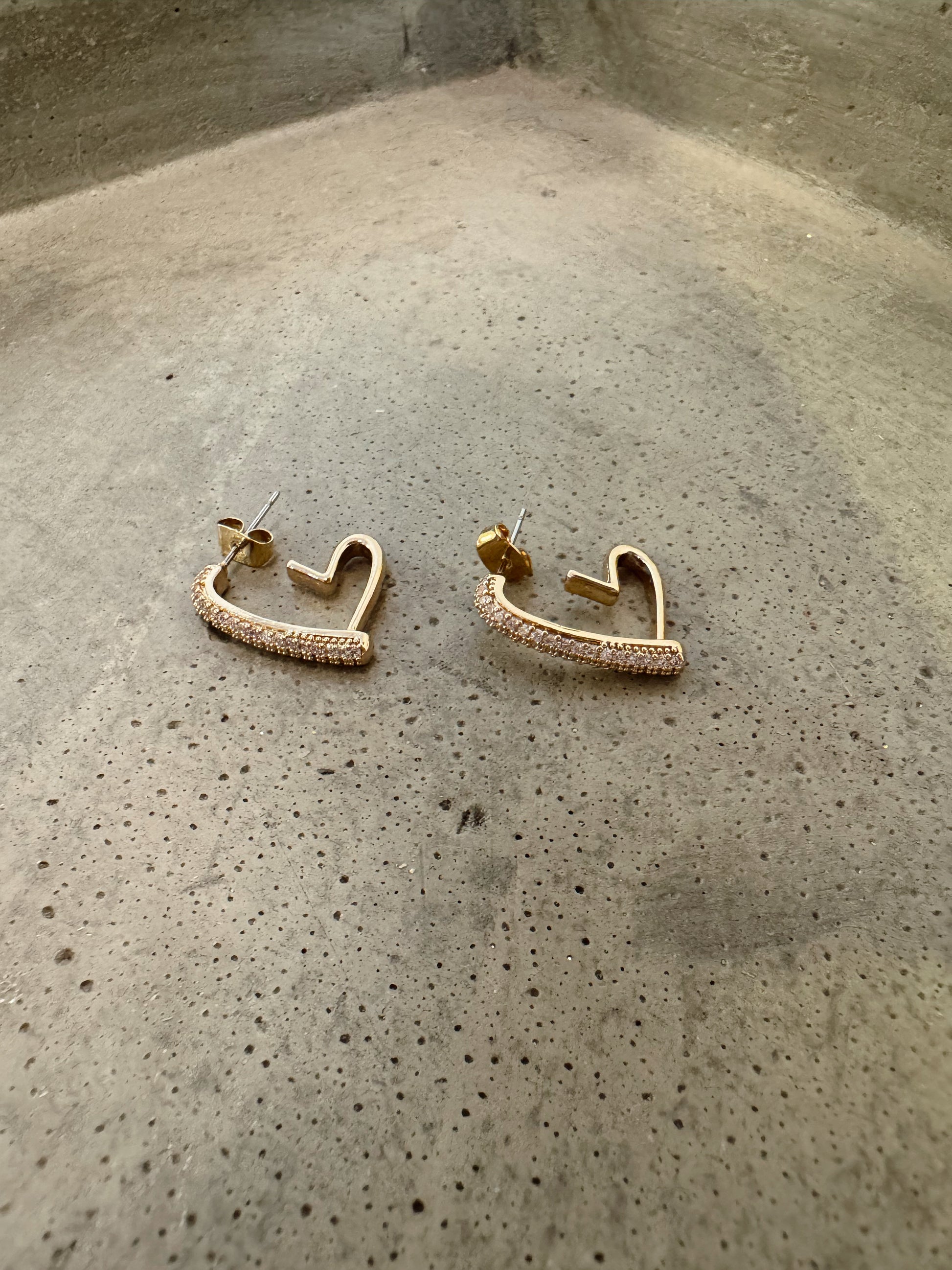 Pave Heart Hoop Earrings
