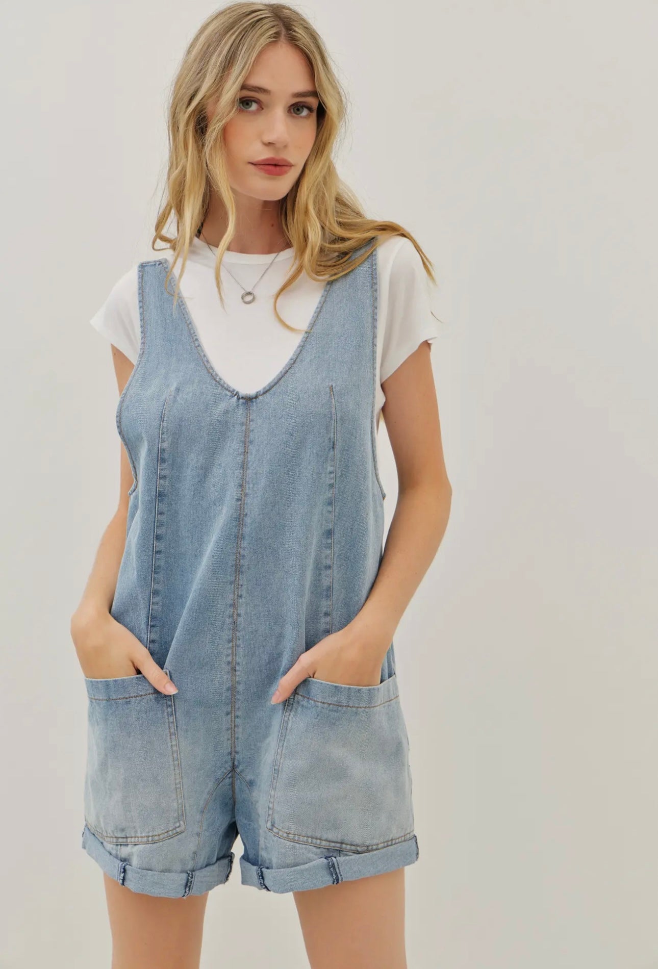 Relaxed Denim Romper