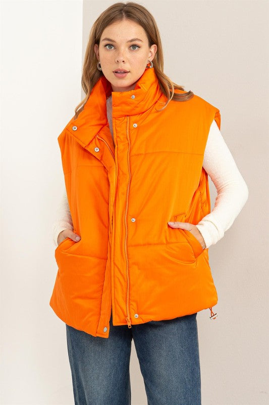 Oversized Orange Puffer Vest