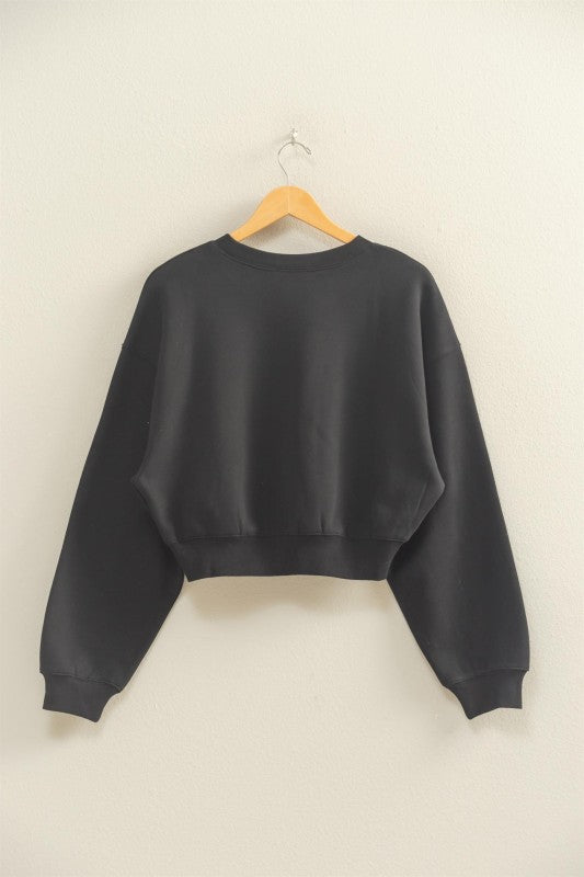 Amanda Cropped Sweatshirt - Black