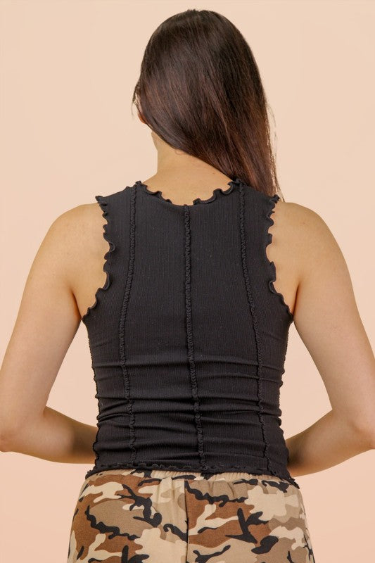 Ruffle Tank - Black